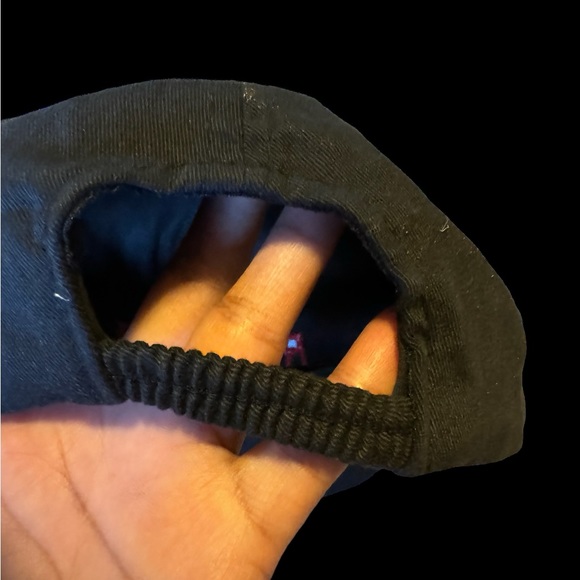 Vintage POLO Ralph Lauren Hat Spell Out Embroidered Cap 90s Strapback Black - Picture 4 of 6